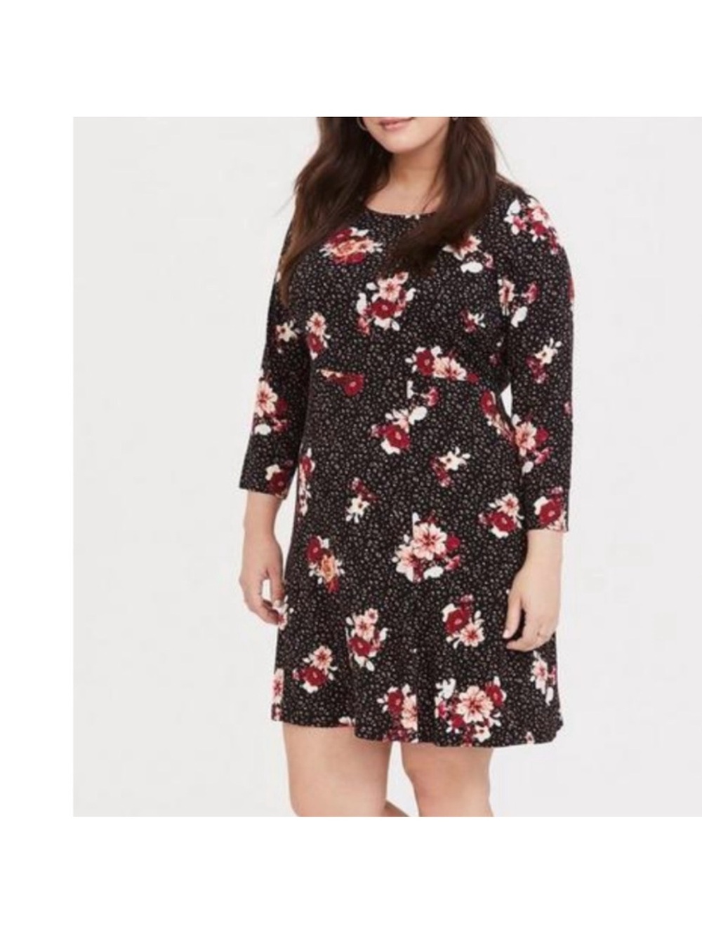 🌟3 for $15 SALE🌟 TORRID Floral Challis 3/4 Sleeve Mini Dress
